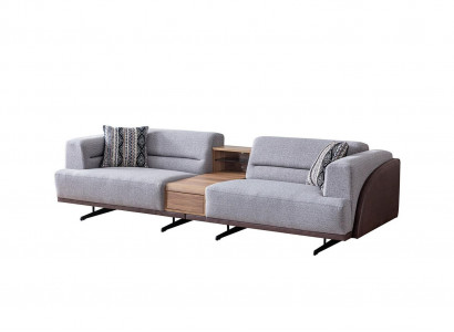 Grauer Wohnzimmer 3-Sitzer Luxuriöses Dreisitzer Sofa Polster Couchen